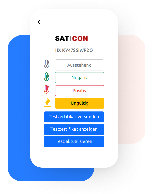 Abbildung der Testauswertung der Saticon Software für Testzenren